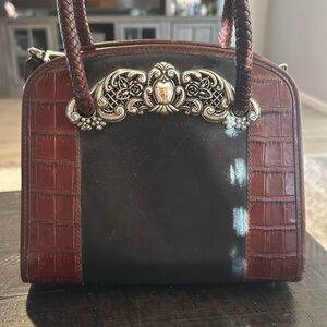 Authenticrare Brighton, Chantilly, black leather and crocodile bag